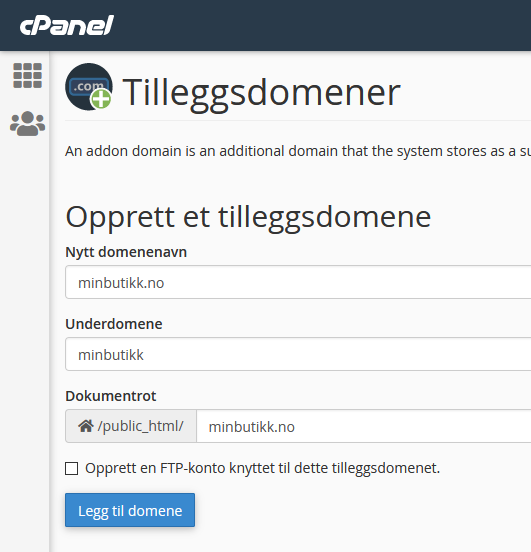 Flere domener på samme konto